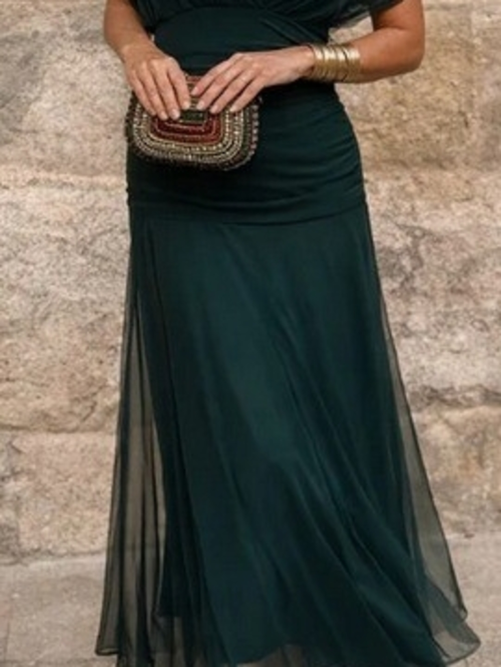 Elegant Dark Green Chiffon Maxi Skirt for Women